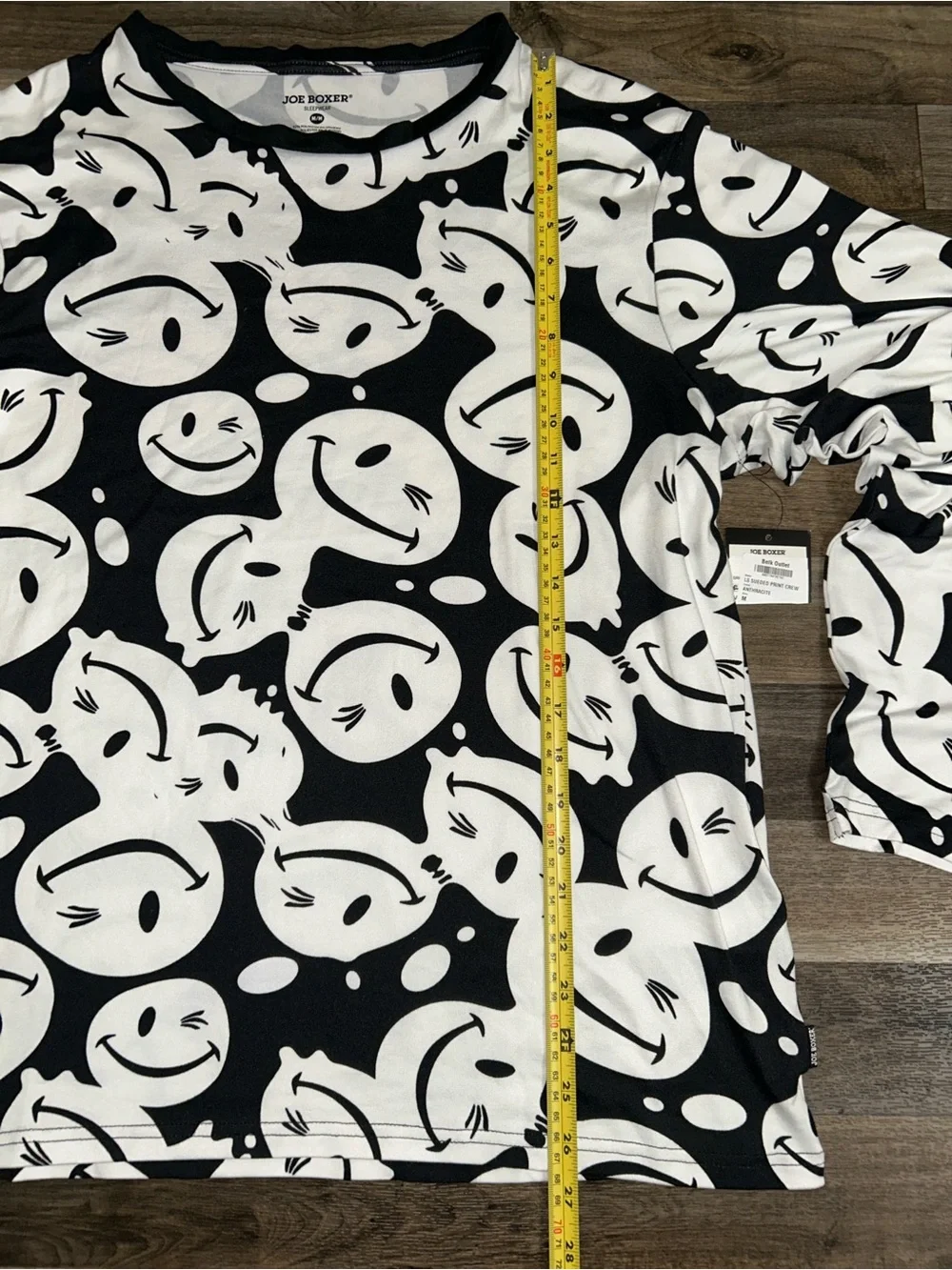 Joe Boxer Smiley Face Sueded Sleep Shirt Men’s M Black White NWT